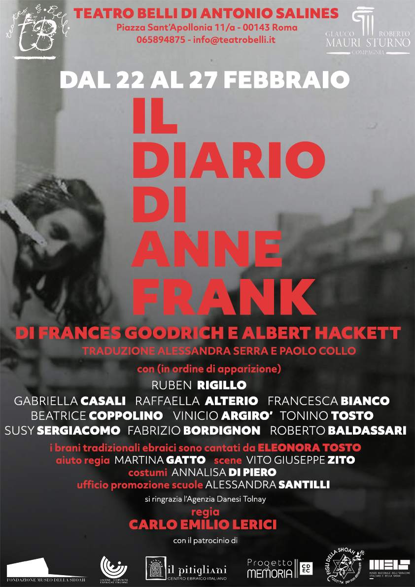 Locandina Il Diario di Anna Frank al Teatro Belli di Roma